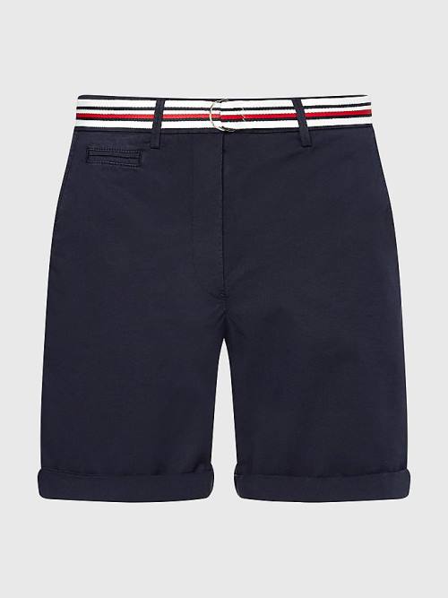 Szorty Tommy Hilfiger Mid Rise Chino Damskie Niebieskie | TH328XOB