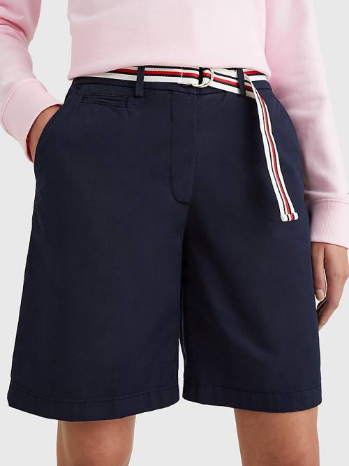 Szorty Tommy Hilfiger Mid Rise Chino Damskie Niebieskie | TH328XOB