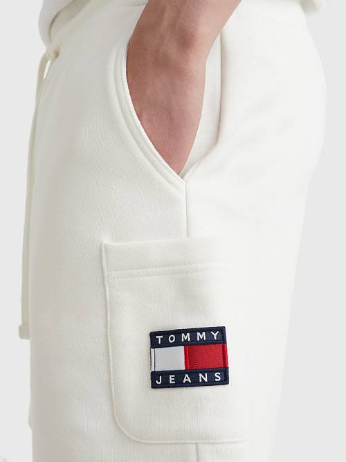 Szorty Tommy Hilfiger Tommy Badge Relaxed Cargo Męskie Białe | TH398OVW