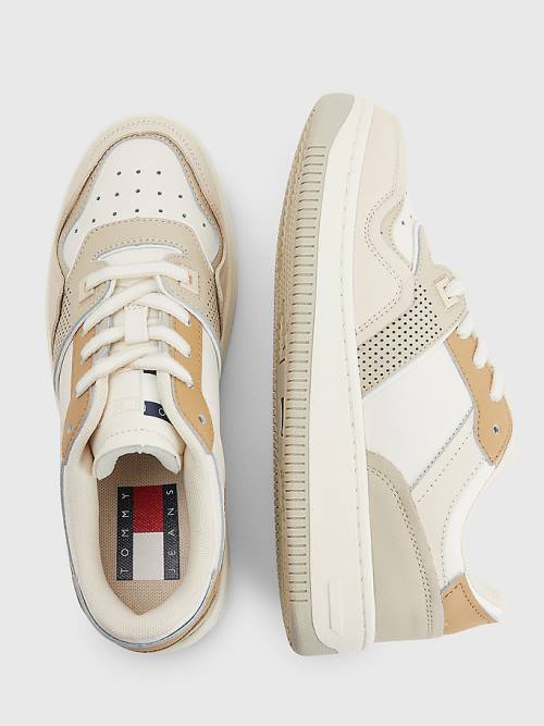 Trampki Tommy Hilfiger Elevated Basket Cupsole Damskie Beżowe | TH397SHZ