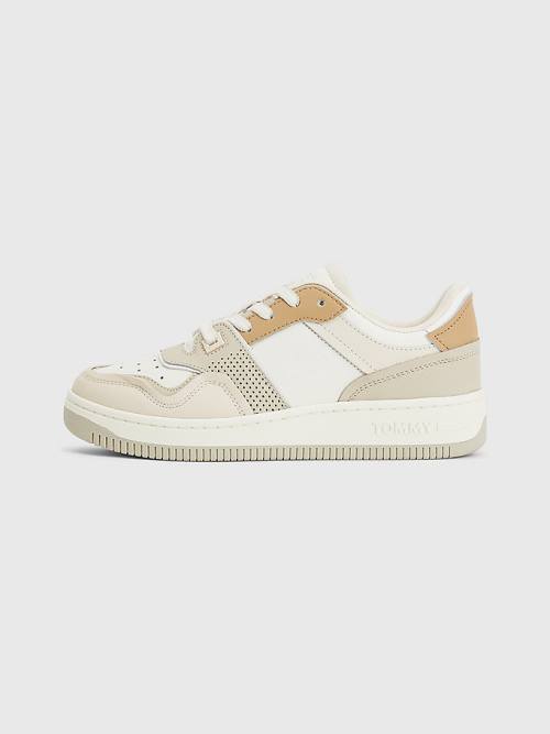 Trampki Tommy Hilfiger Elevated Basket Cupsole Damskie Beżowe | TH397SHZ