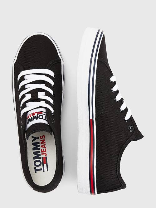 Trampki Tommy Hilfiger Essential Low-Top Płócienne Damskie Czarne | TH601RSL