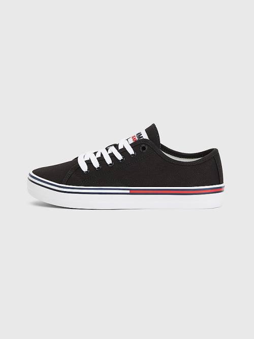 Trampki Tommy Hilfiger Essential Low-Top Płócienne Damskie Czarne | TH601RSL