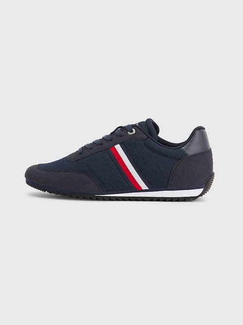 Trampki Tommy Hilfiger Essential Mesh Signature Tape Męskie Niebieskie | TH516CVO