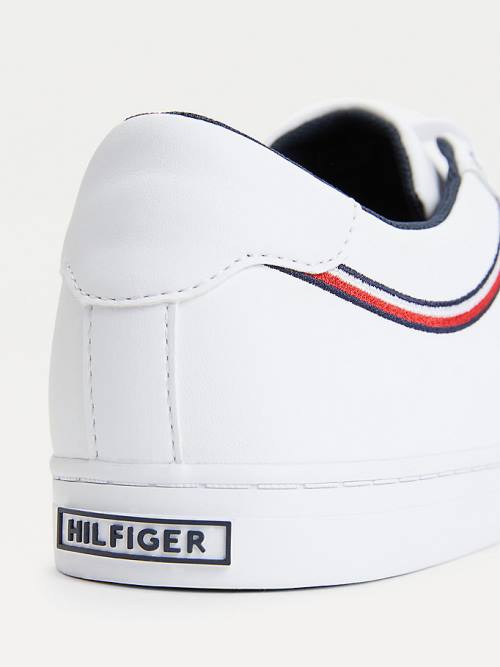 Trampki Tommy Hilfiger Essential Signature Detail Skórzane Męskie Białe | TH362CZW