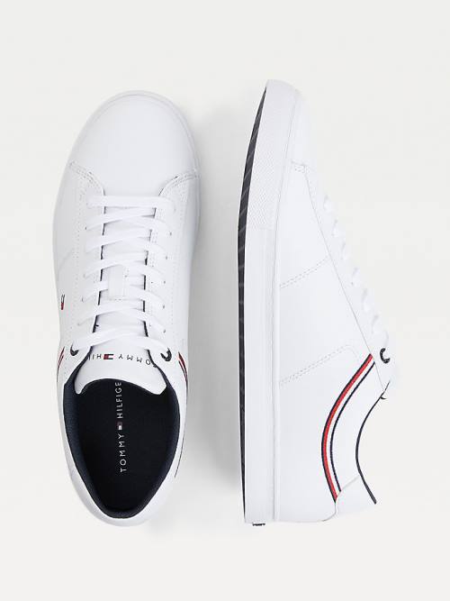 Trampki Tommy Hilfiger Essential Signature Detail Skórzane Męskie Białe | TH362CZW