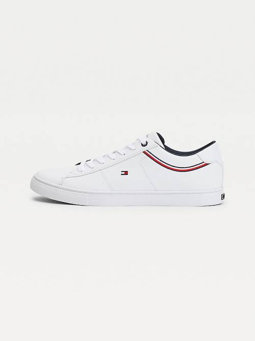 Trampki Tommy Hilfiger Essential Signature Detail Skórzane Męskie Białe | TH362CZW