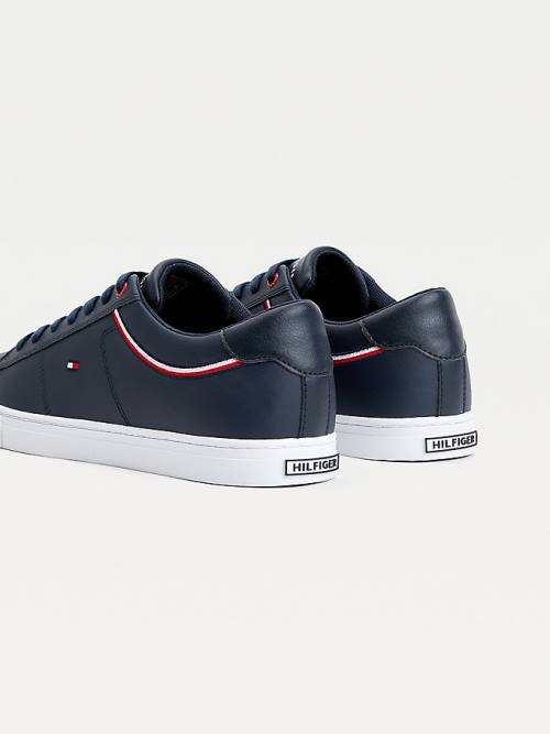 Trampki Tommy Hilfiger Essential Signature Detail Skórzane Męskie Niebieskie | TH637SRT