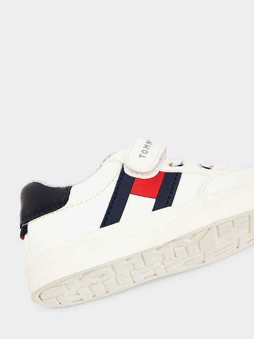 Trampki Tommy Hilfiger Flag Low-Top Chłopięce Białe | TH097JYH