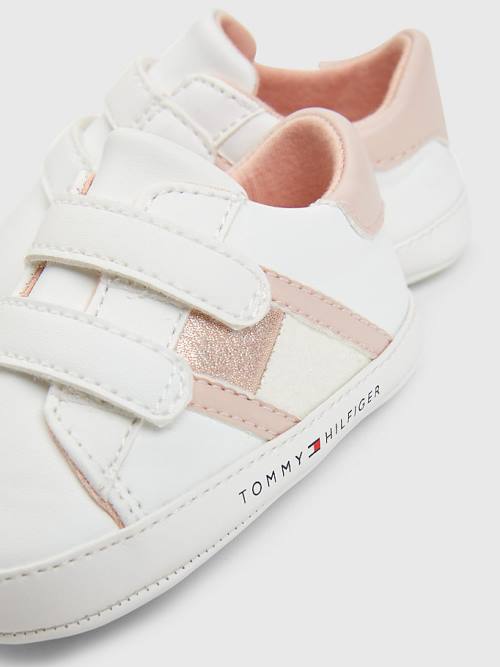 Trampki Tommy Hilfiger Glitter Tonal Flag Dziewczynka Białe | TH680FCV