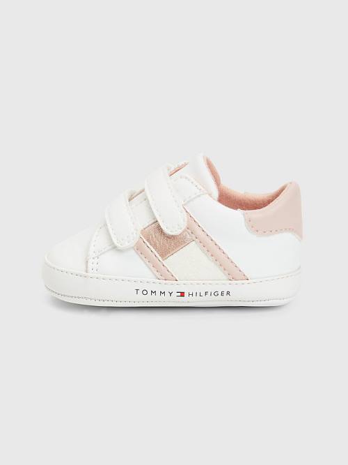 Trampki Tommy Hilfiger Glitter Tonal Flag Dziewczynka Białe | TH680FCV