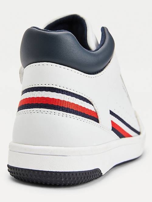 Trampki Tommy Hilfiger High-Top Koronkowe-Up Chłopięce Białe | TH274VUS