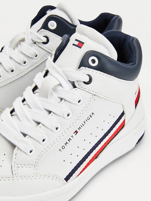 Trampki Tommy Hilfiger High-Top Koronkowe-Up Chłopięce Białe | TH274VUS