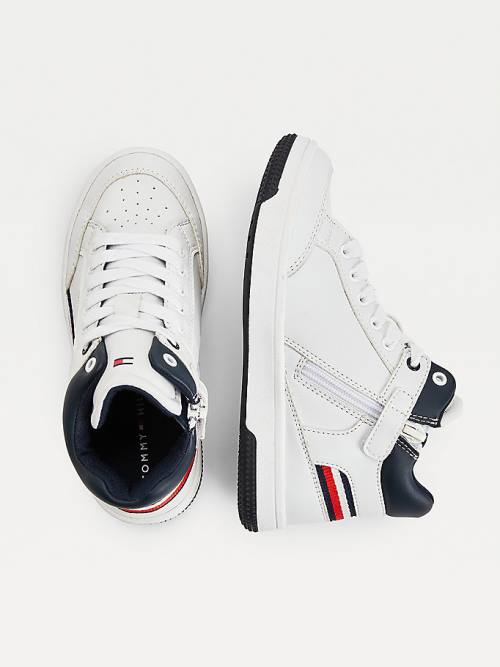 Trampki Tommy Hilfiger High-Top Koronkowe-Up Chłopięce Białe | TH274VUS