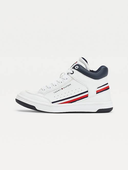 Trampki Tommy Hilfiger High-Top Koronkowe-Up Chłopięce Białe | TH274VUS