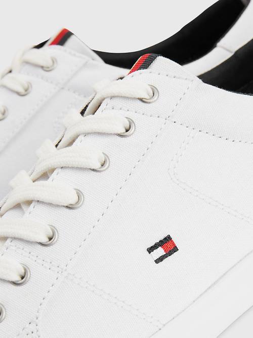 Trampki Tommy Hilfiger Iconic Koronkowe-Up Płócienne Męskie Białe | TH849APM