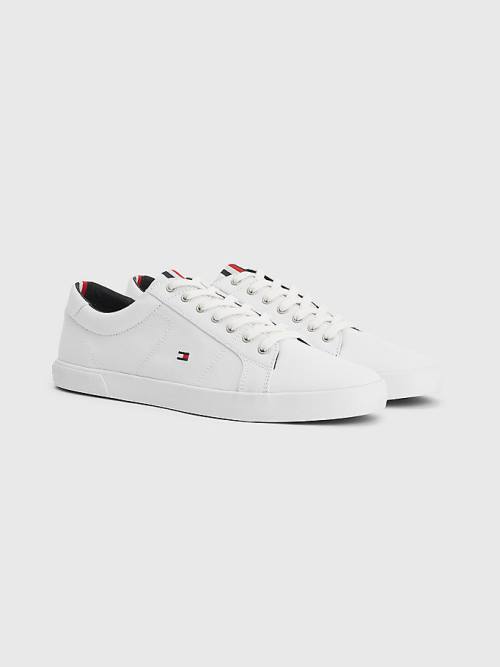 Trampki Tommy Hilfiger Iconic Koronkowe-Up Płócienne Męskie Białe | TH849APM