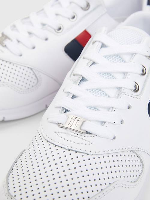 Trampki Tommy Hilfiger Lekkie Perforated Skórzane Damskie Czerwone | TH206BJW