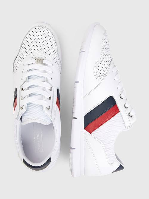 Trampki Tommy Hilfiger Lekkie Perforated Skórzane Damskie Czerwone | TH206BJW