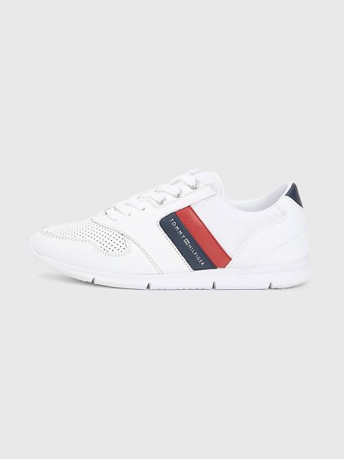 Trampki Tommy Hilfiger Lekkie Perforated Skórzane Damskie Czerwone | TH206BJW