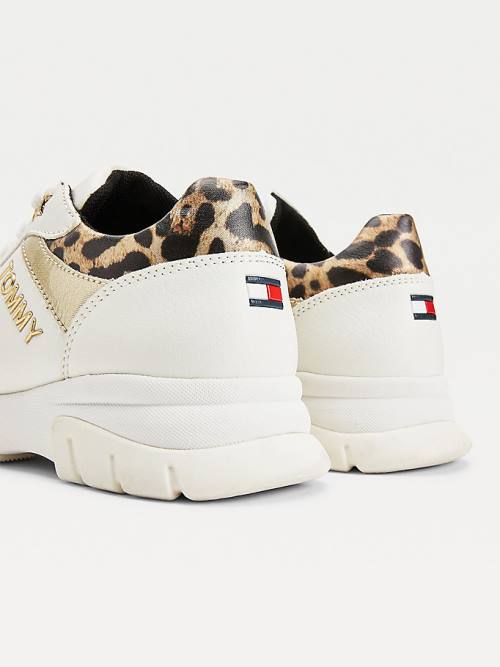 Trampki Tommy Hilfiger Leopard Panel Low-Top Dziewczynka Białe | TH152AJD