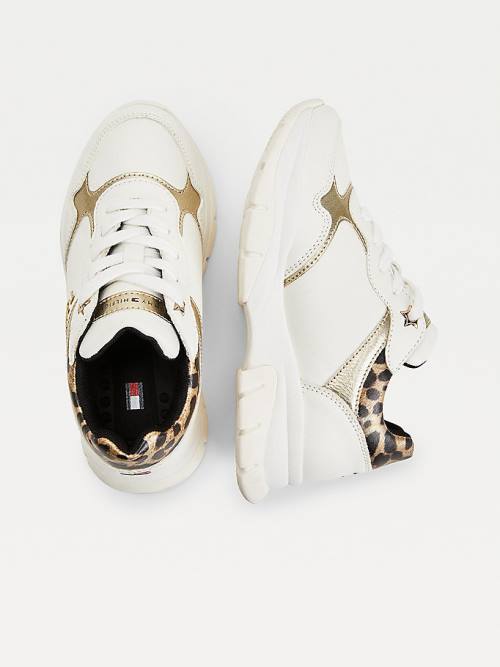 Trampki Tommy Hilfiger Leopard Panel Low-Top Dziewczynka Białe | TH152AJD