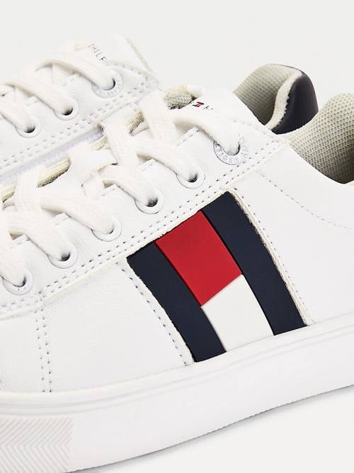 Trampki Tommy Hilfiger Low-Top Flag Chłopięce Białe | TH938WLJ