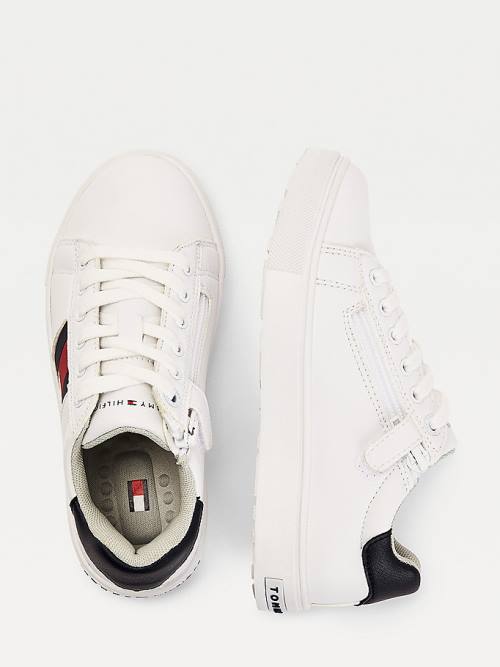 Trampki Tommy Hilfiger Low-Top Flag Chłopięce Białe | TH938WLJ