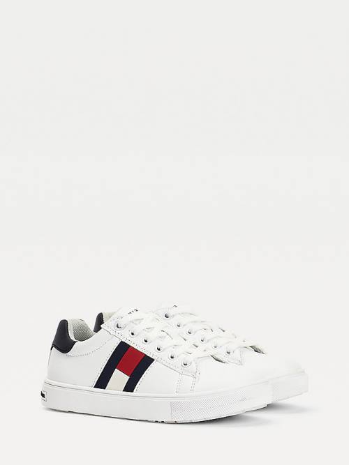 Trampki Tommy Hilfiger Low-Top Flag Chłopięce Białe | TH938WLJ