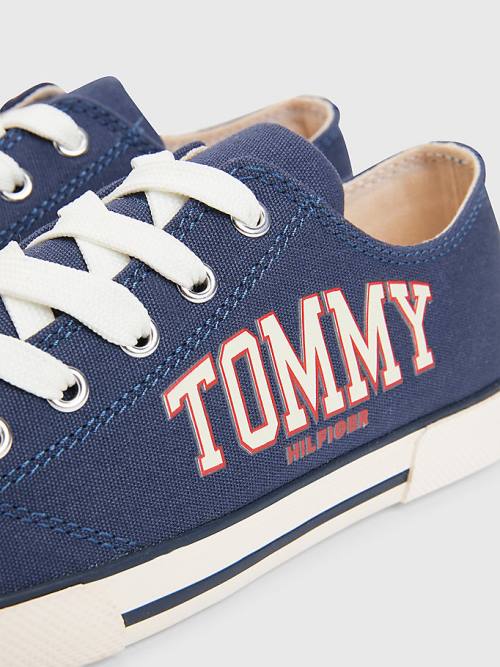 Trampki Tommy Hilfiger Low-Top Koronkowe-Up Varsity Chłopięce Niebieskie | TH521AEY