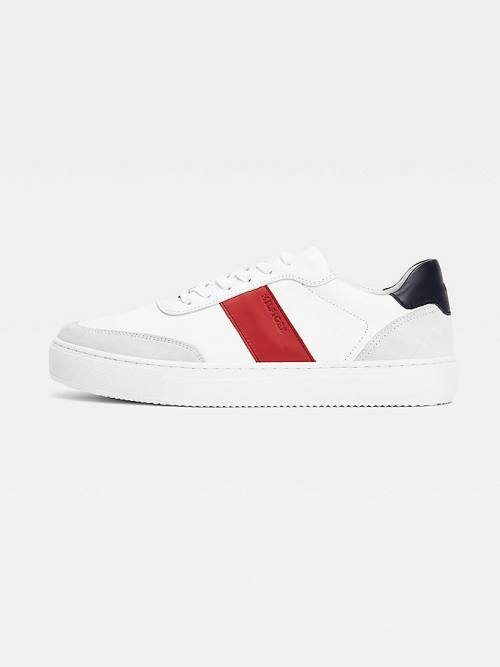 Trampki Tommy Hilfiger Premium Skórzane Zamszowe Cupsole Męskie Białe | TH934REX