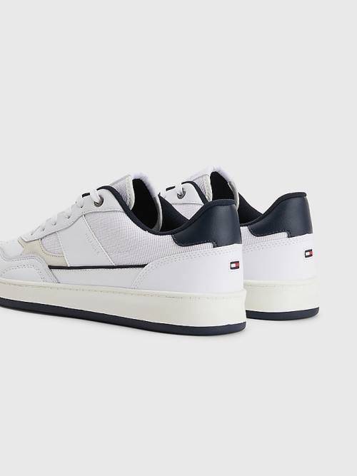 Trampki Tommy Hilfiger Retro Court Cupsole Mixed Męskie Białe | TH780EZJ