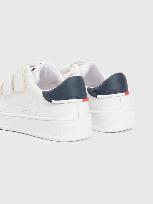 Trampki Tommy Hilfiger Signature Midsole Low-Top Chłopięce Białe | TH185KML