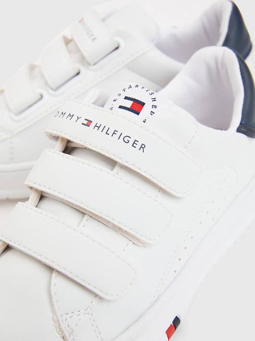 Trampki Tommy Hilfiger Signature Midsole Low-Top Chłopięce Białe | TH185KML