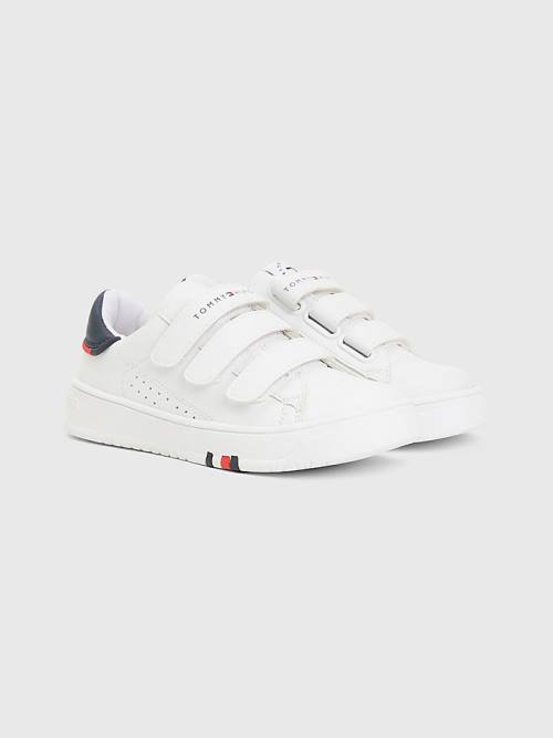 Trampki Tommy Hilfiger Signature Midsole Low-Top Chłopięce Białe | TH185KML