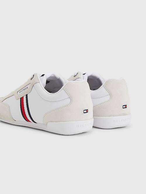 Trampki Tommy Hilfiger Signature Skórzane Mix Cupsole Męskie Białe | TH093YKW