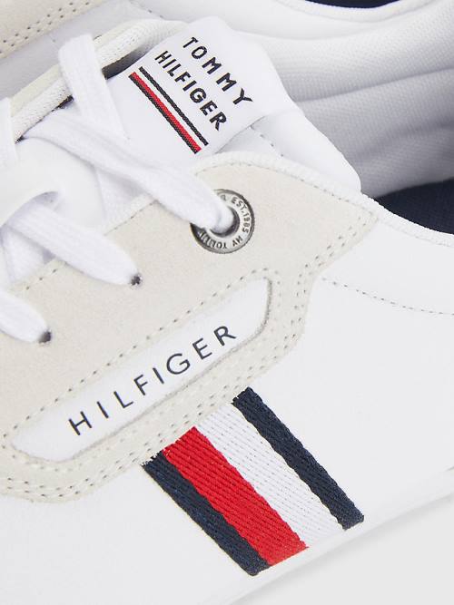 Trampki Tommy Hilfiger Signature Skórzane Mix Cupsole Męskie Białe | TH093YKW