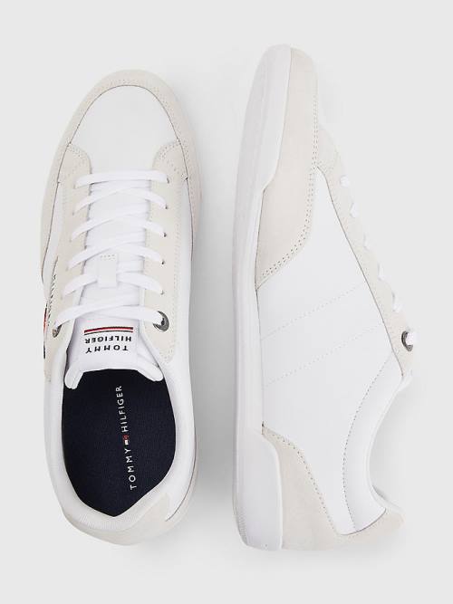 Trampki Tommy Hilfiger Signature Skórzane Mix Cupsole Męskie Białe | TH093YKW