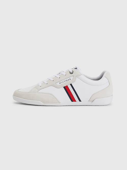 Trampki Tommy Hilfiger Signature Skórzane Mix Cupsole Męskie Białe | TH093YKW