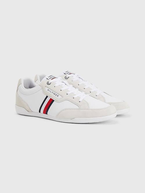 Trampki Tommy Hilfiger Signature Skórzane Mix Cupsole Męskie Białe | TH093YKW