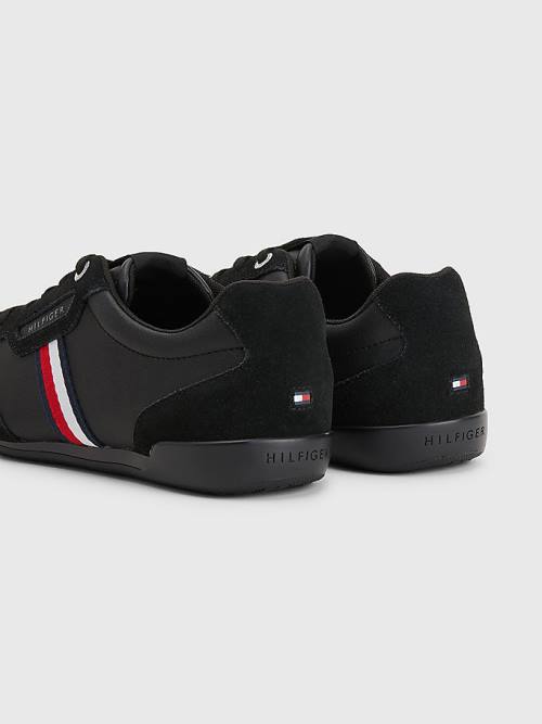 Trampki Tommy Hilfiger Signature Skórzane Mix Cupsole Męskie Czarne | TH102UQF