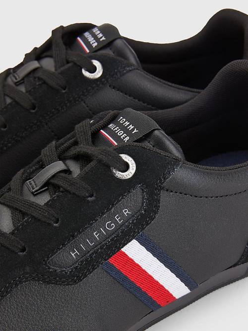 Trampki Tommy Hilfiger Signature Skórzane Mix Cupsole Męskie Czarne | TH102UQF