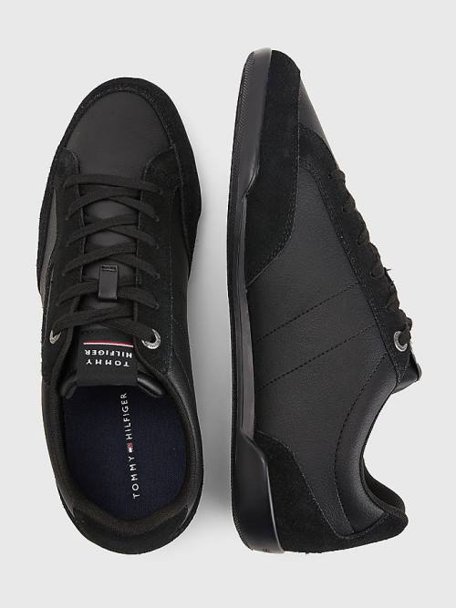 Trampki Tommy Hilfiger Signature Skórzane Mix Cupsole Męskie Czarne | TH102UQF