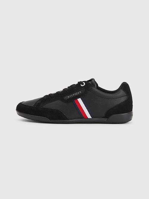 Trampki Tommy Hilfiger Signature Skórzane Mix Cupsole Męskie Czarne | TH102UQF