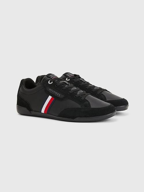 Trampki Tommy Hilfiger Signature Skórzane Mix Cupsole Męskie Czarne | TH102UQF