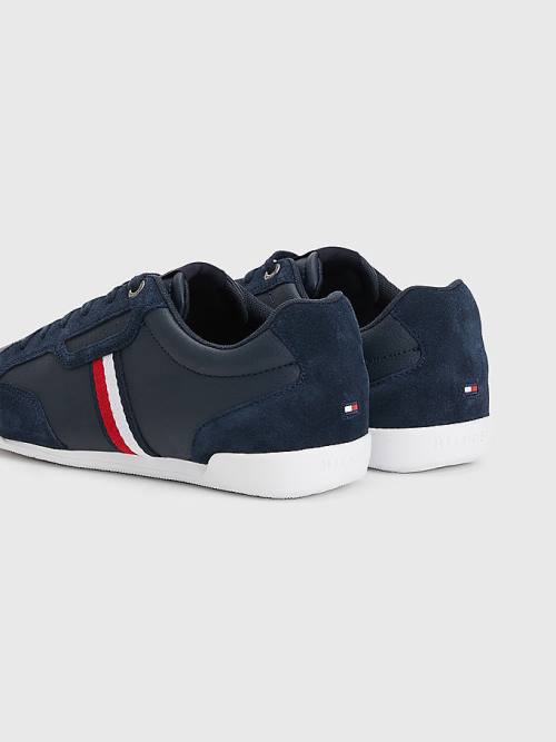 Trampki Tommy Hilfiger Signature Skórzane Mix Cupsole Męskie Niebieskie | TH294GIY