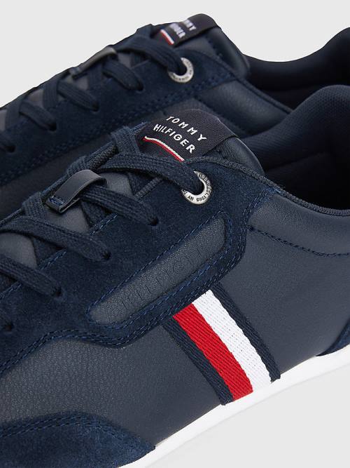 Trampki Tommy Hilfiger Signature Skórzane Mix Cupsole Męskie Niebieskie | TH294GIY