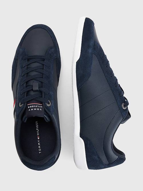 Trampki Tommy Hilfiger Signature Skórzane Mix Cupsole Męskie Niebieskie | TH294GIY