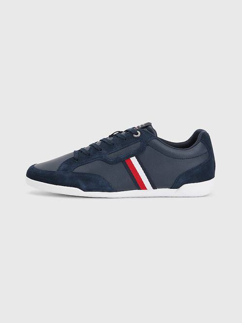 Trampki Tommy Hilfiger Signature Skórzane Mix Cupsole Męskie Niebieskie | TH294GIY