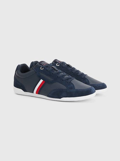 Trampki Tommy Hilfiger Signature Skórzane Mix Cupsole Męskie Niebieskie | TH294GIY